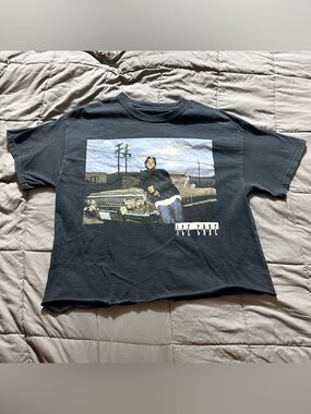ICE CUBE Womens Black Short Sleeve Crop Top Impala Car Logo, Hip Hop DIY Medium